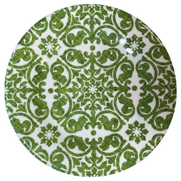 2 Pier 1 Royal Regal Trellis Green Melamine 8 3/8” Salad Plates - Picture 2 of 6